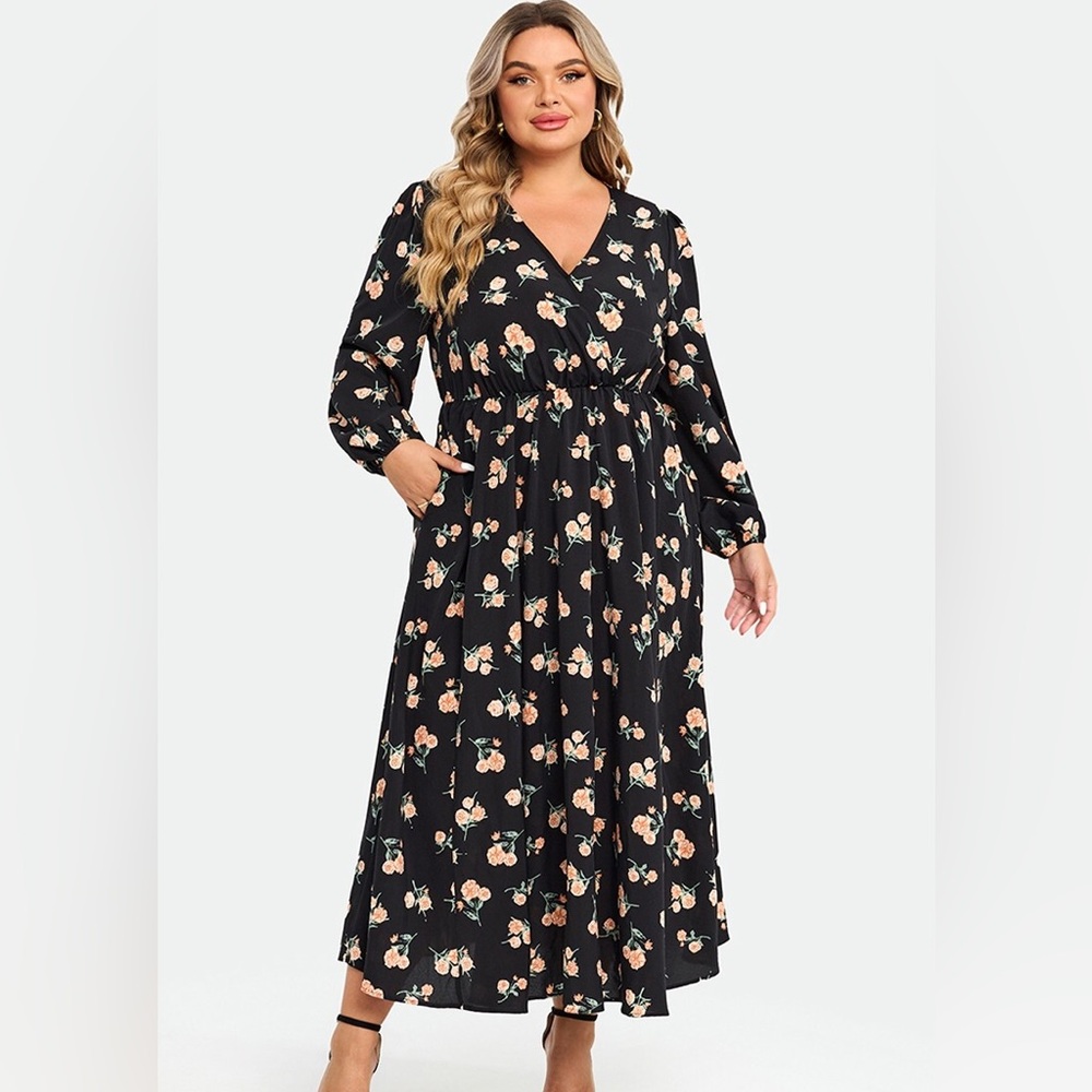Navy Floral Maxi Dress NWT